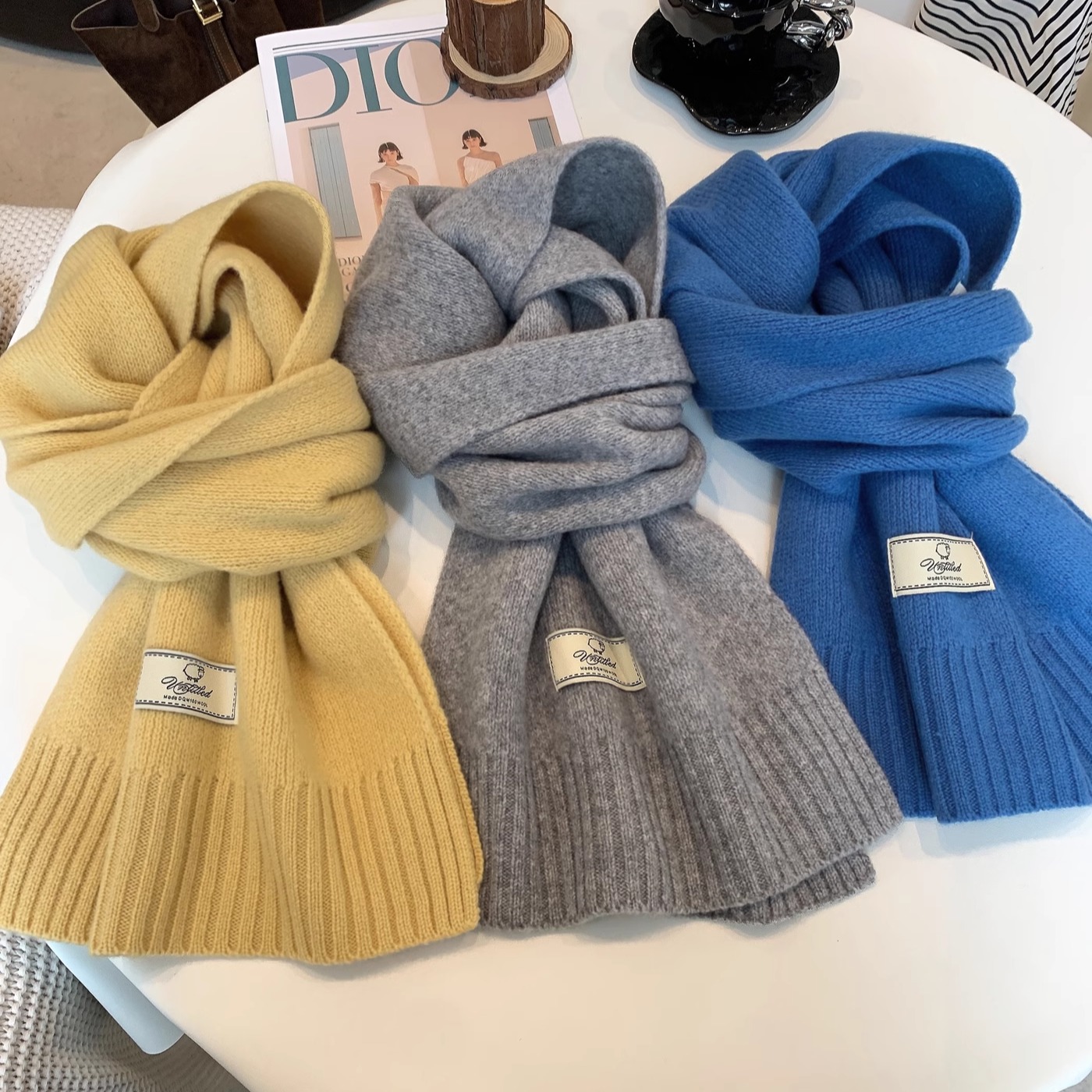 100%纯羊毛针织围巾女冬季2025新款韩版ins加宽软糯保暖情侣围脖