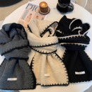 边框小香风围脖披肩两用 2025新款 加大版 锁边羊毛混纺围巾女冬季