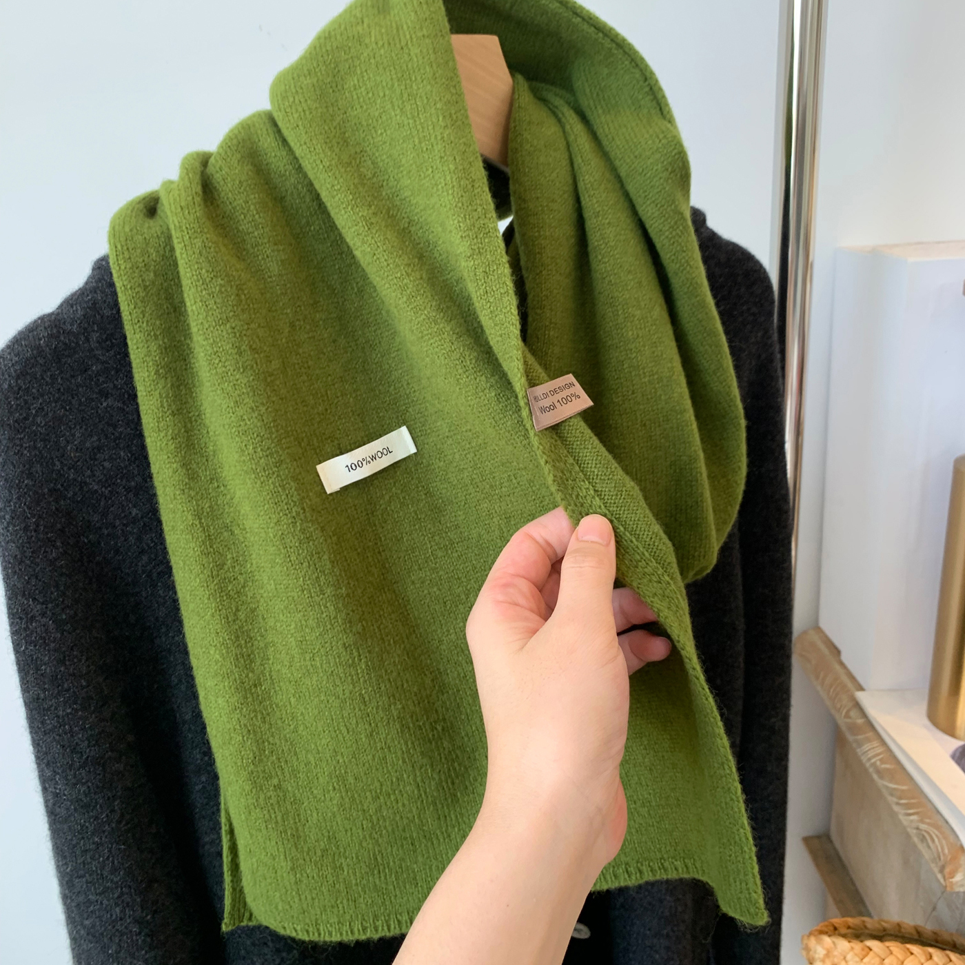 100%WOOL全羊毛针织围巾女2025秋冬新款韩版时尚平板情侣围脖女潮