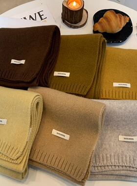 100%澳洲纯羊毛围巾女2025冬新款韩系毛绒高级感针织百搭情侣围脖