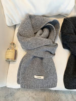 Selected Australian all-wool knitted scarves for women's 2026 autumn and winter new solid colors, versatile and warm couple scarves for women thumbnail 2
