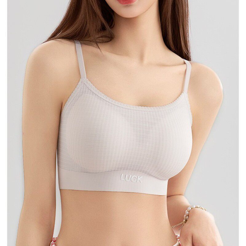 新款宽肩背心式一体式固定杯内衣无痕提拉软支撑不跑杯女士文胸