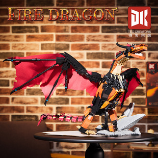 得客DK7070 积木模型成年人高难度玩具 1冰龙火龙恐龙益智拼装