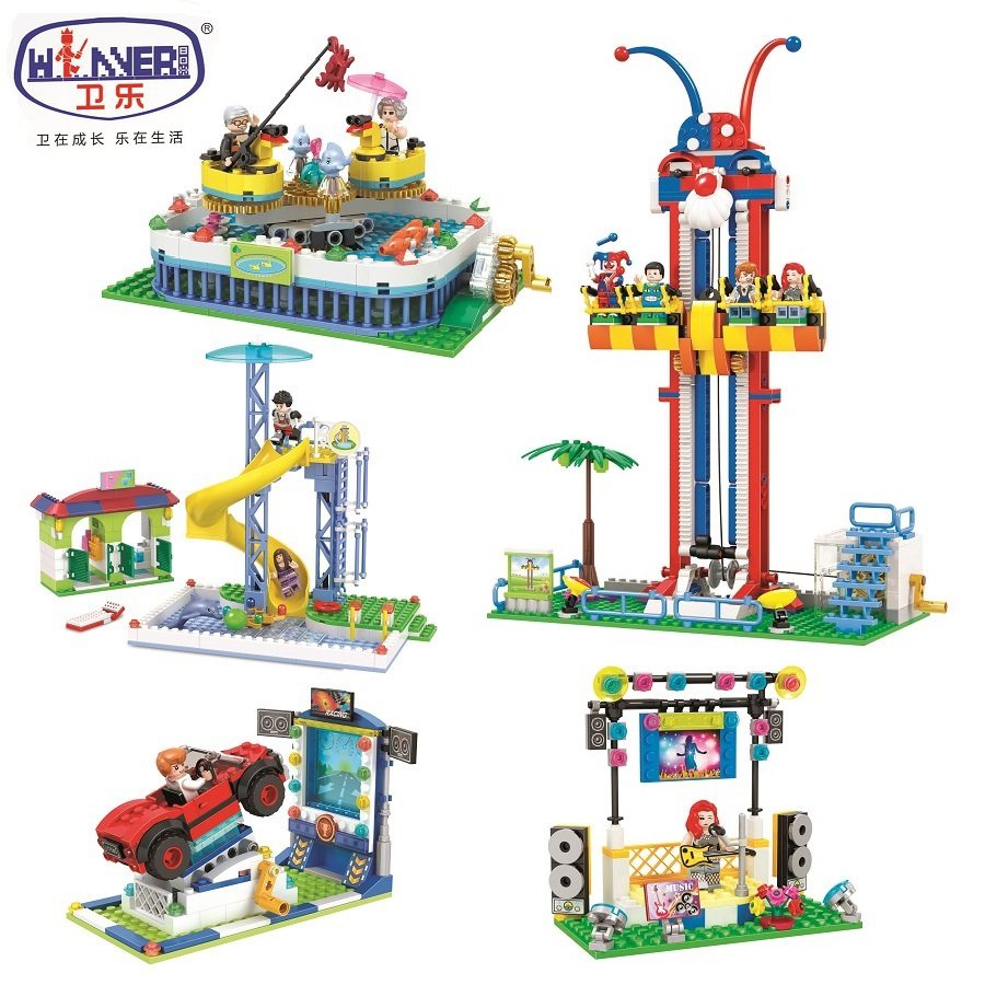 卫乐7039-40-41-42-43游乐园城市摩登乐园女孩积木益智拼插玩具