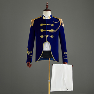舞台话剧演出服男女鼓乐队制服情侣写真 宫廷装 新款 2019宝蓝色欧式