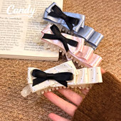 Candy新款 假日圆舞曲波点蝴蝶结后脑勺香蕉夹森系仙气半扎发夹