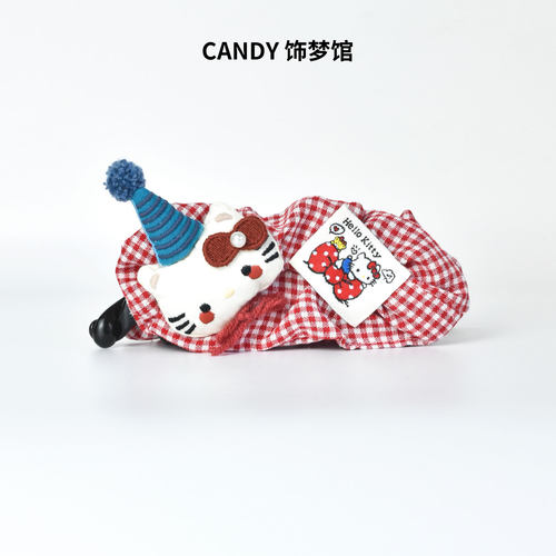 KT红格立体小猫扭扭夹甜美小众