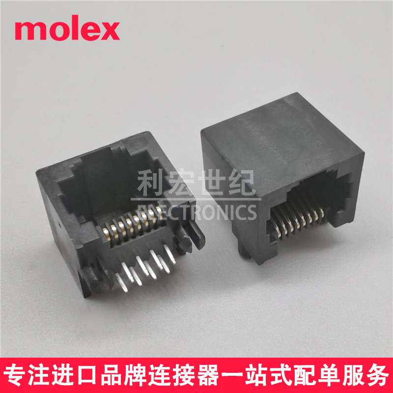 molex原装43860-0001全塑RJ45插座438600001网口接口8P8C立式母座