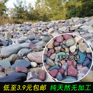 纯天然无加工彩色溪流鹅卵石原生态五彩石雨花石园林庭院鱼缸造景