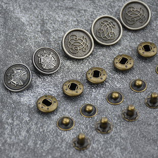 5套古银色四合扣金属扣子百搭复古按扣暗扣手工diy配件百搭633型
