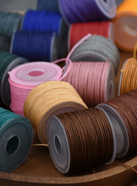 不散股蜡线0.8mm15米 皮革手缝线编织手链涤纶可烧结圆蜡线蓝青棕