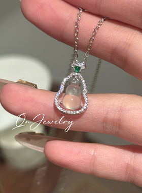 QnJewelry/福禄双全 天然白玉髓葫芦项链