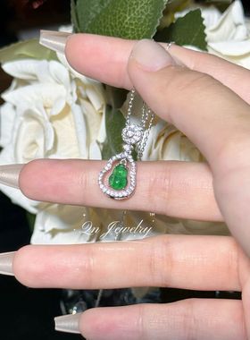 QnJewelry/ 阳绿双层小葫芦 翡翠s925纯银项链&戒指A53b56b76