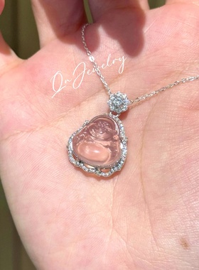 QnJewelry/ 星光莫粉小胖佛 s925纯银项链A6