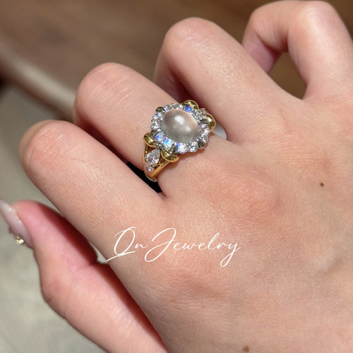 QnJewelry/  织光向日葵 天然高冰水沫玉s925纯银戒指A52
