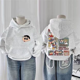 儿童l蜡笔小新卫衣春秋新款男童女童连帽上衣中大童秋冬套头外套