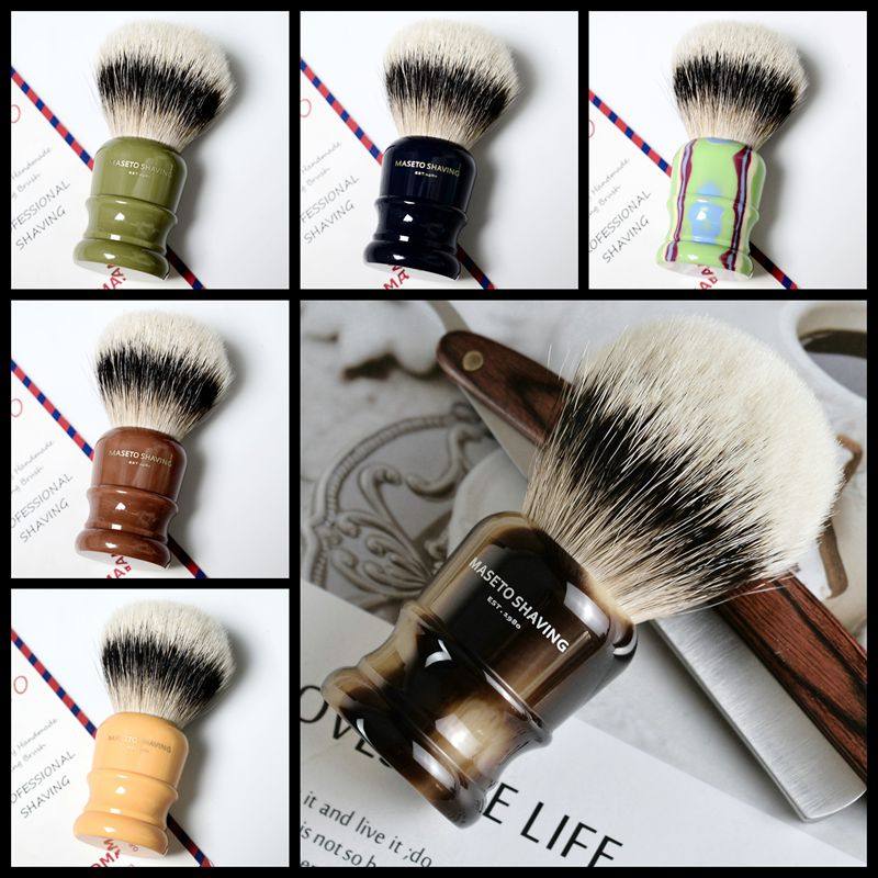 MASETO 乔治五世 额外加密 二次精选 脊背毛高山白银尖獾毛剃须刷