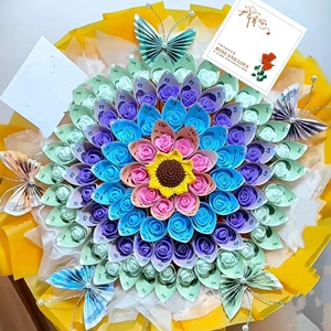 新款玫瑰花有钱花包好成品花束壳diy自制礼物材料包情人节七夕