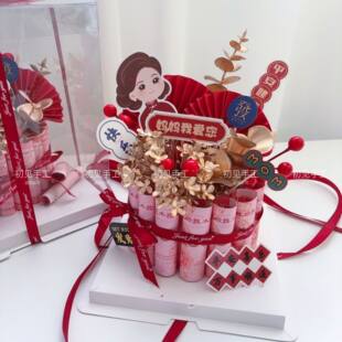 创意母亲节礼物生日diy土豪蛋糕材料国风旗袍惊喜盒子送婆婆妈妈