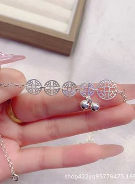 银铜钱铃铛手链文艺简约金钱铃铛甜美脚饰品脚饰韩版韩式时尚