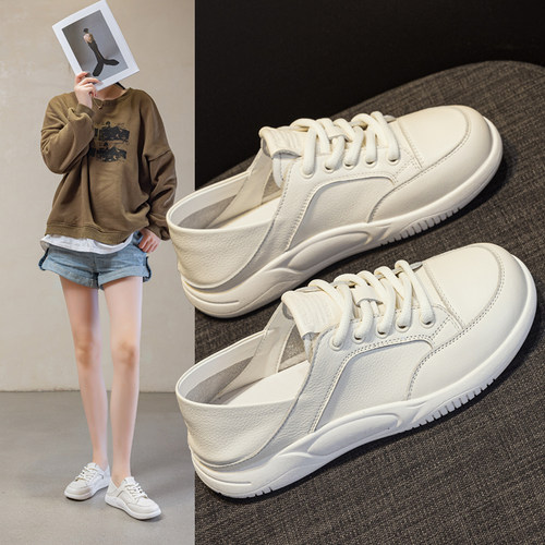 头层牛皮可两穿小白鞋女鞋