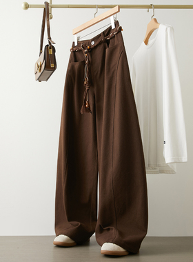 美拉德棕咖色弯刀裤女秋冬新款高腰显瘦直筒宽松加绒镰刀阔腿长裤