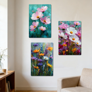 美式乡村铁皮画油画风花草田园花园阳台户外庭院墙面装饰铁艺挂画