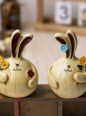 可爱大蒜兔子装饰摆件节日礼物创意家居客厅房间树脂工艺品摆件