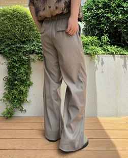 cleanfit 3D立体斜门襟斜褶宽松直筒西裤 「alone」 夜谧折镜