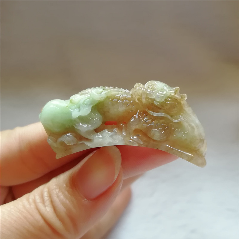 收藏天然玉石独山玉手牌老坑独玉生意兴隆吊坠生肖龙手链手环孤品