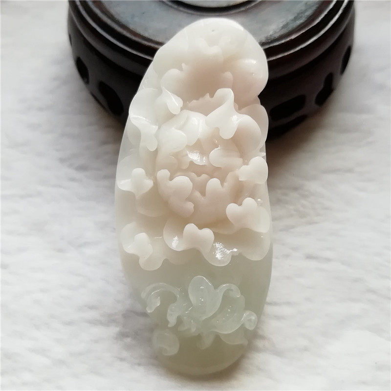 芙蓉红独山玉吊坠花开富贵送证