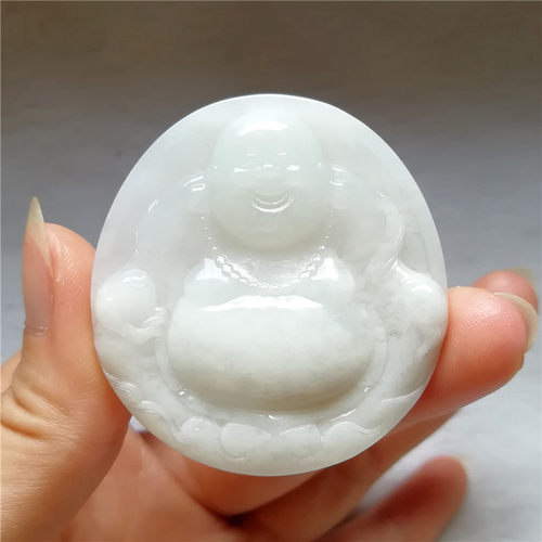 收藏天然玉石南阳独山玉笑佛公吊坠冰种弥勒佛玉佩独玉器挂件送证