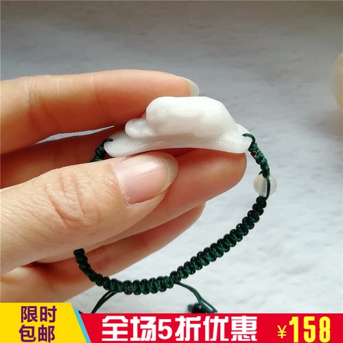 正品独山玉手链天然玉石南阳玉独玉兔手牌手花吊坠生肖兔子手串秒