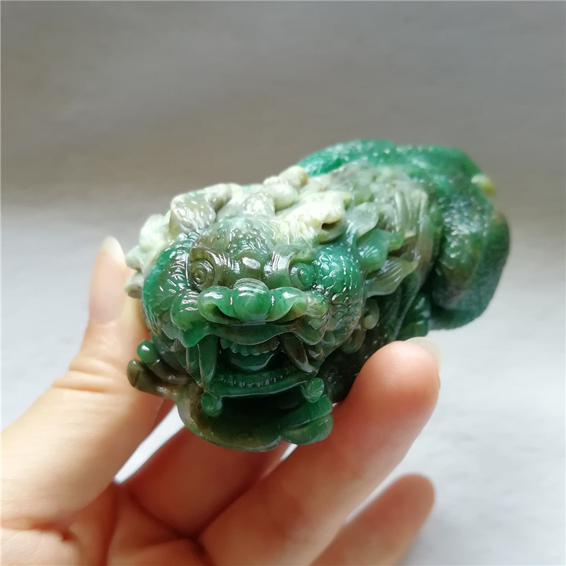 收藏南阳独山玉貔貅手把件天然玉石玉器皮休文玩把玩件小摆件对配