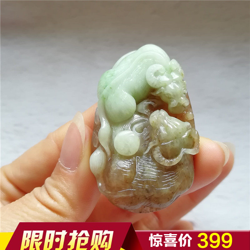 收藏天然玉石南阳独山玉生肖牛吊坠扭转乾坤玉佩独玉如意挂件直播