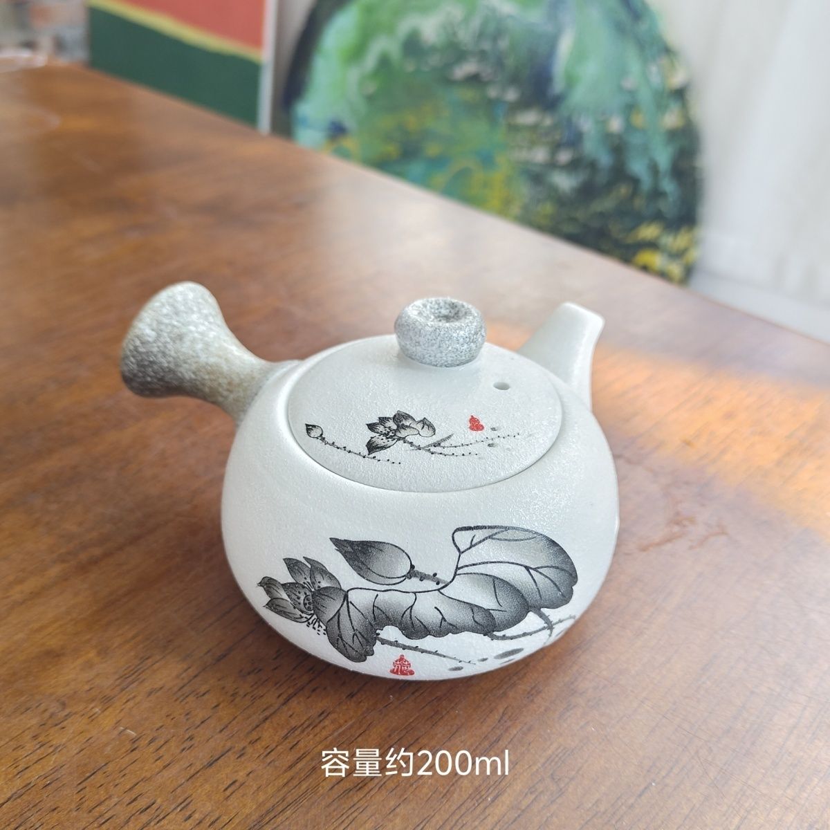 雪花釉侧把壶快客壶陶瓷功夫茶具手抓壶中式泡茶器过滤茶壶