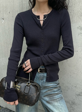 Space Axis早秋返校穿搭修身打底衫高级感气质针织衫长袖上衣女