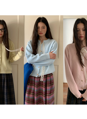 JillZoo自制 三色蕾丝系带奶呼呼显白毛衣