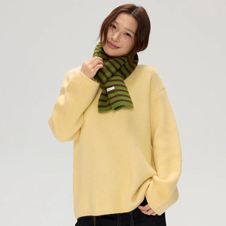 JillZoo自制  韩系温柔奶huhu圆领套头兔毛纯色毛衣