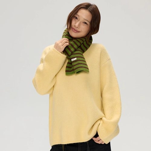 JillZoo自制  韩系温柔奶huhu圆领套头兔毛纯色毛衣