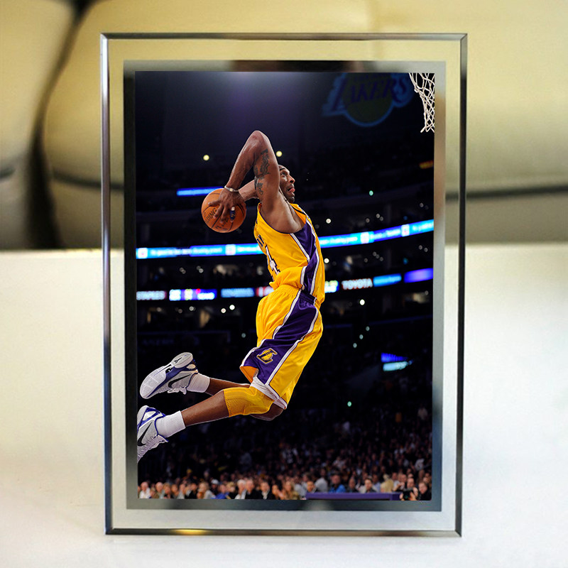 科比水晶相框包邮玻璃摆台布莱恩特diy同款567寸照片定制生日礼物