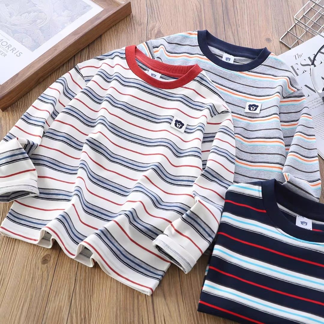 2026新款男童条纹帅气舒适打底衫中大童休闲针织内搭上衣,童装/婴儿装/亲子装,保暖上装,淘宝优惠券,粉丝福利购,淘宝优惠卷