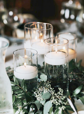 玻璃烛台欧式浪漫烛光晚餐漂浮蜡烛婚礼酒店生日派对水浮蜡烛杯