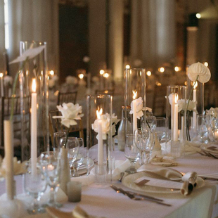 耐高温玻璃罩镂空防风烛台浪漫烛光晚餐婚礼宴会酒店两头通蜡烛罩