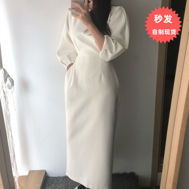 初秋法式风新款收腰显瘦紧身包臀