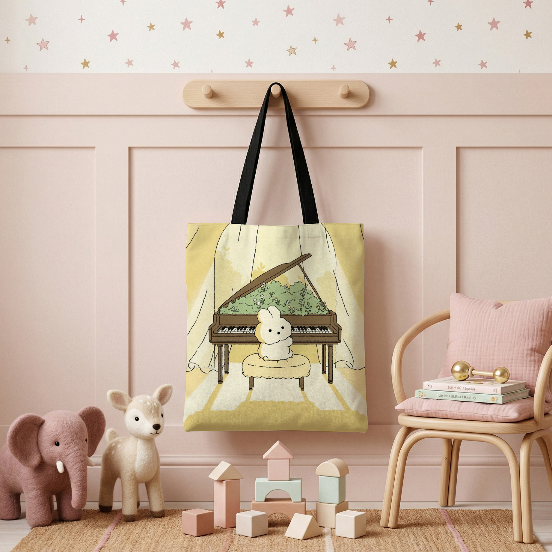 帆布包女单肩ins小兔可爱大容量礼品袋妈咪包大学生手提补习布袋