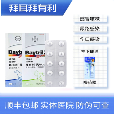 拜有利恩诺沙星兔宠物消炎药犬猫咳嗽猫鼻支感冒腹泻皮肤病尿道炎