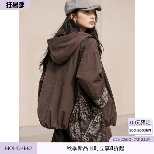 沫晗依美秋季休闲连帽通勤外套女
