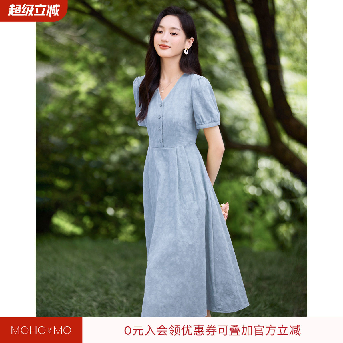 沫晗依美知性优雅棉布连衣裙