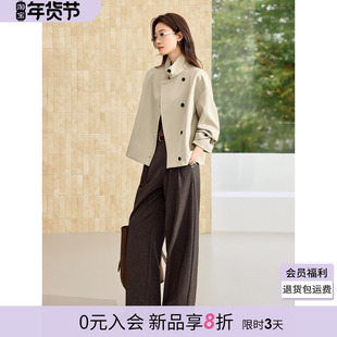 沫晗依美都市英伦风外套2026春季经典廓形新款气质立领短款风衣女